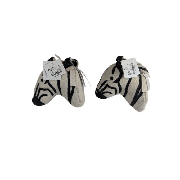Set Of 2 Pier 1 Mini Magnet Felt Head Zebra Plush 4" White New Free Shipping - Picture 1 of 5